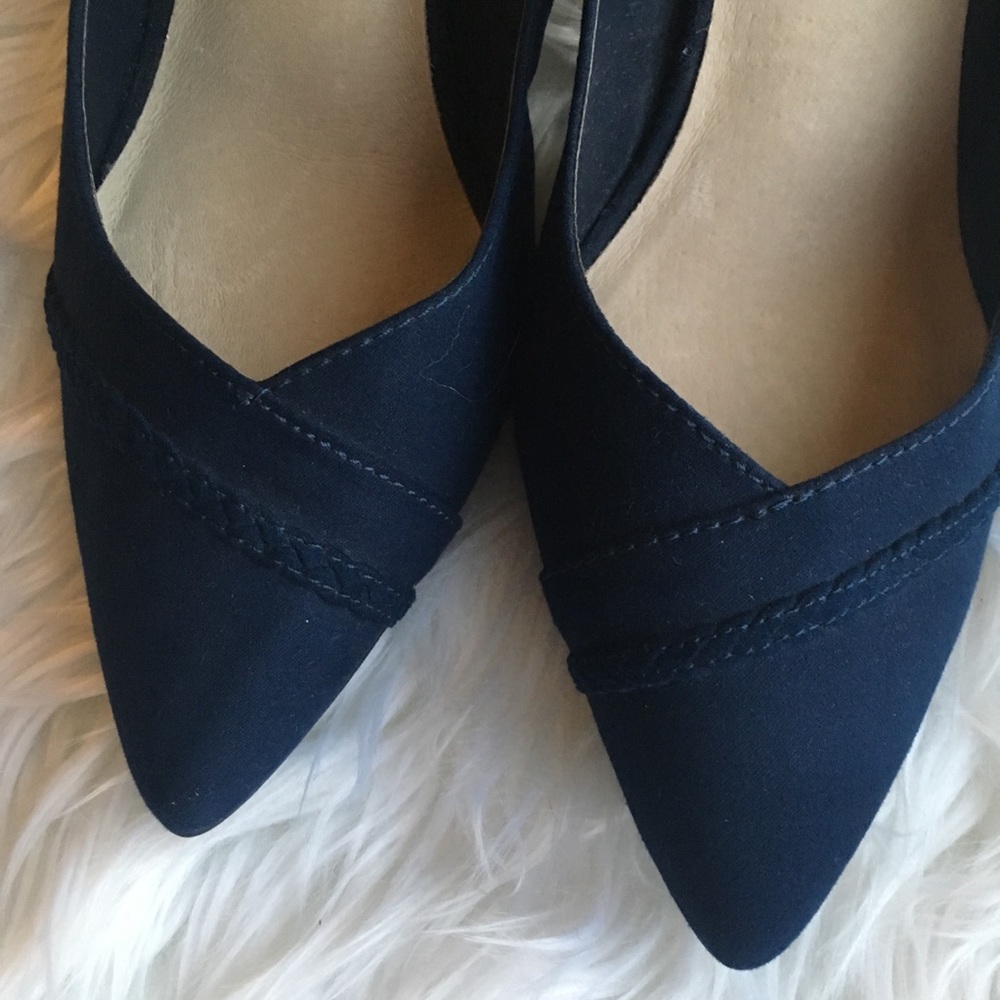 Blue Suede Braided Heel